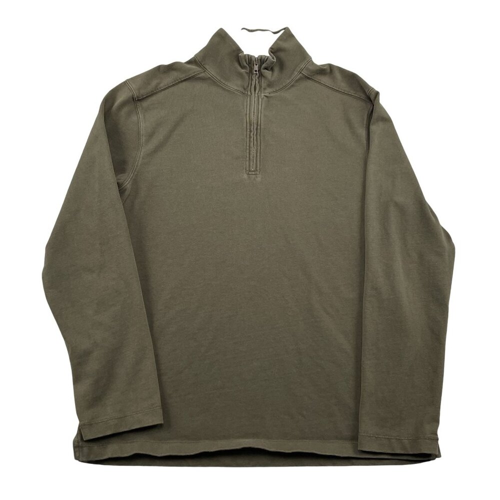J.Crew Sweater Mens Large Olive Green 100%‎ Cotton 1/4 Zip Pullover